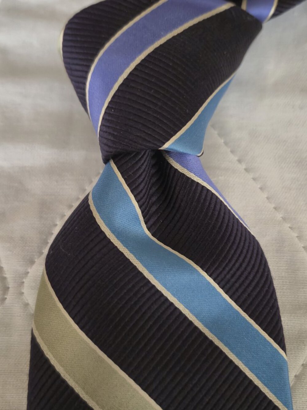 NWT Ike Behar Hand Tailored Repp Multicolor Striped Tie Made in USA $95